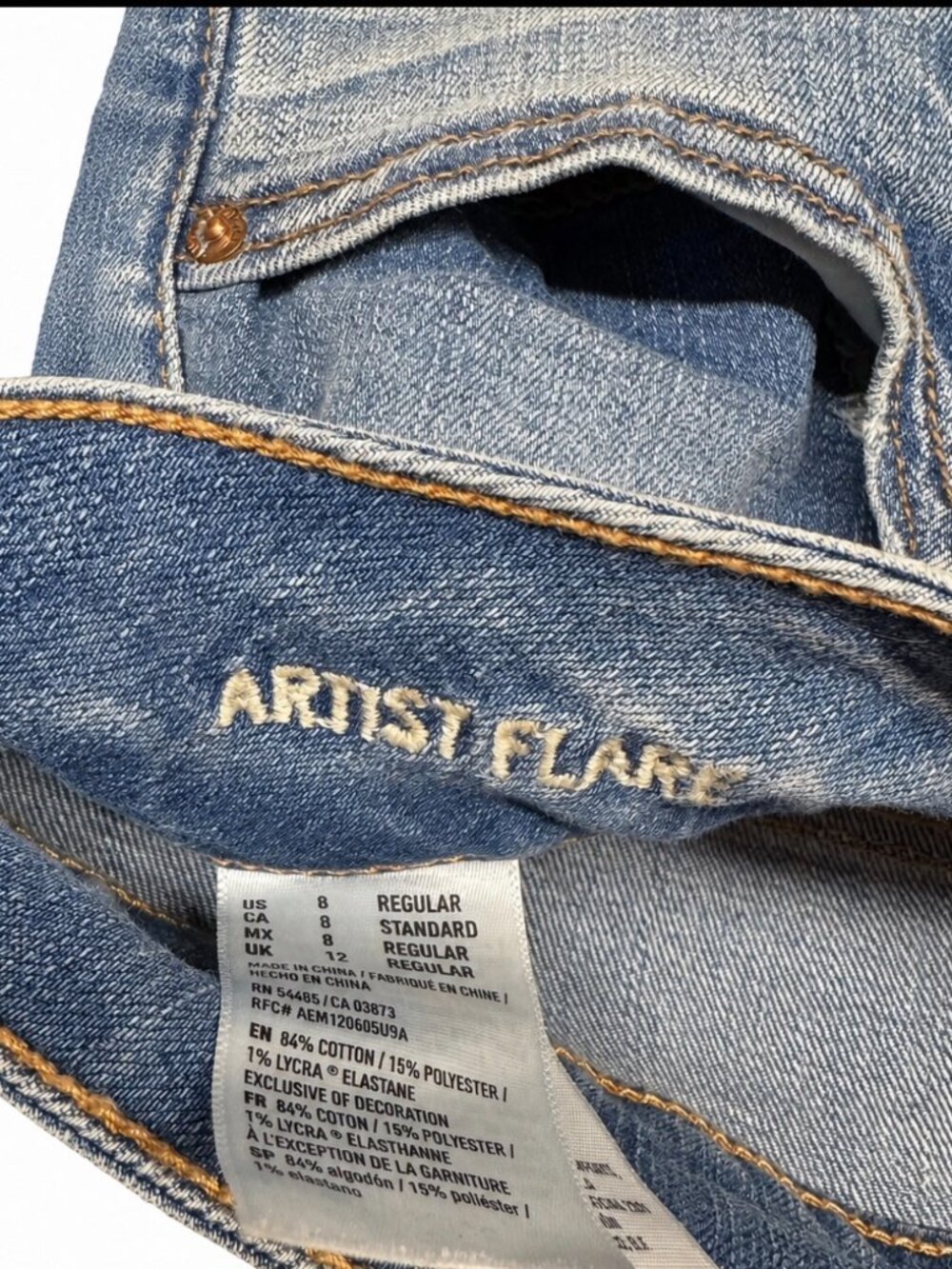 American Eagle Artist Flare Jeans Size 8 - Picture 3 of 3